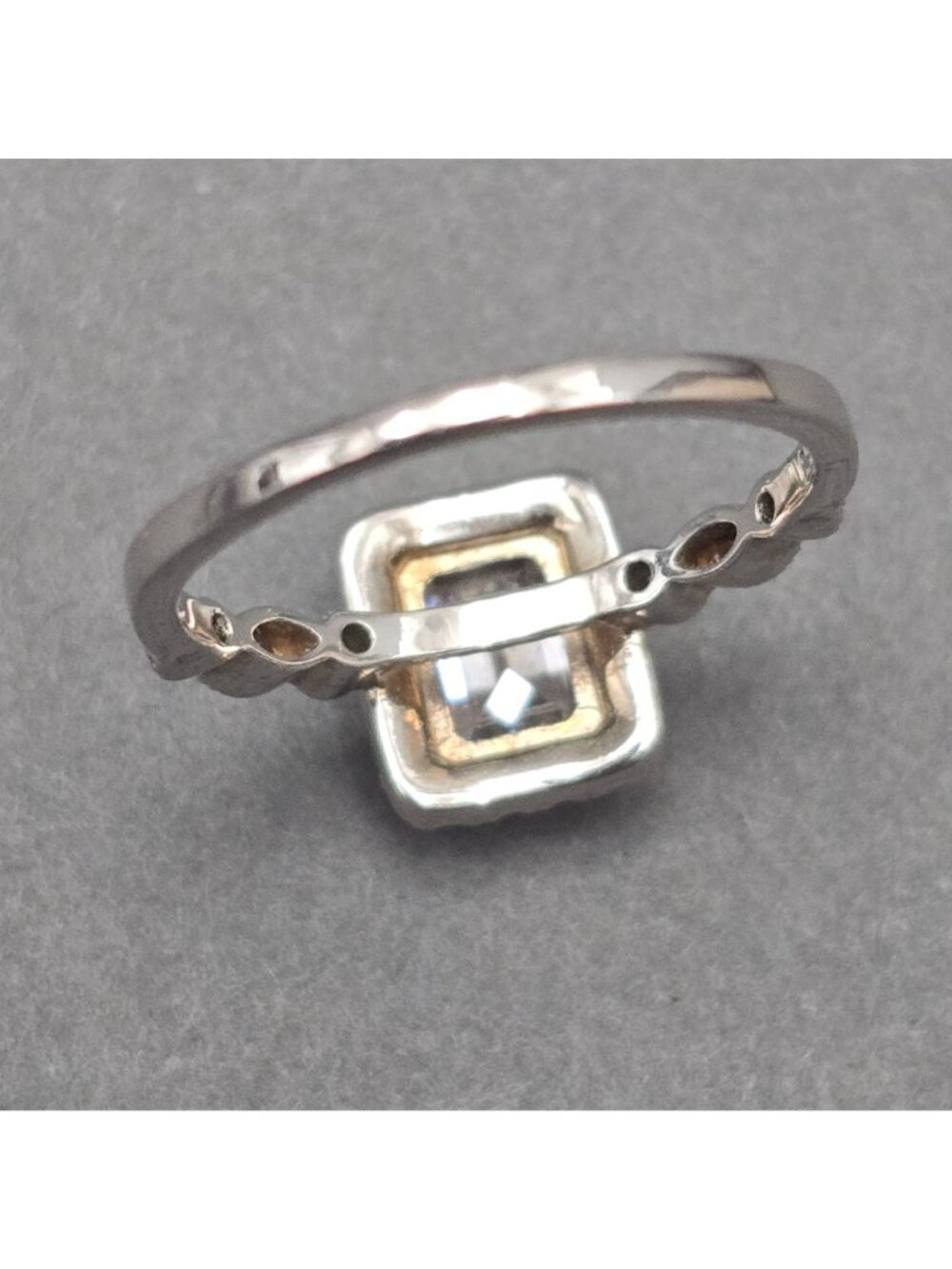 Emerald Cut Halo CZ Statement Ring Sterling Silver Prong Set Size 7.5 Cocktail - Picture 5 of 14